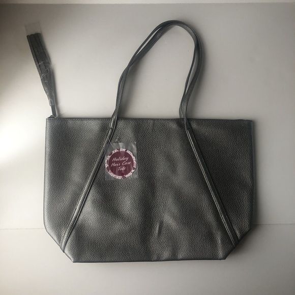 New With Tags Holiday Hair Care Large Zipper Tote Bag Silver Tassel - Picture 1 of 11